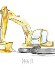 Watercolour Digger Children's wall print
