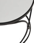 Black metal nesting side tables with mirrored glass surfaces, modern accent furniture for stylish home decor. by Sostter at brixbailey.com