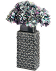 Handcrafted Mediterranean blue ceramic vase with intricate patterns, rectangular shape, 32cm height, for home decor. by Sostter at brixbailey.com
