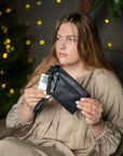 Black Leather Wristlet Wallet