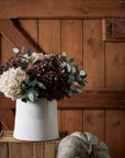 Hand-painted coffee-toned hydrangea stem with realistic petals and bendable wire for autumn floral arrangements by sostter at brixbailey.com