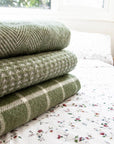 Herringbone Pure New Wool Throw - Olive