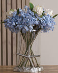 Lifelike artificial agapanthus bloom in soft blue, detailed plastic petals, perfect for coastal home decor arrangements by Sostter at brixbailey.com