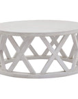 Round Coffee Table in Distressed White Pine