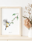 Personalised Blue Tit Garden Bird Wall print