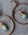 Raw Turquoise Copper Hoops - Statement | Handmade by Blackbird & Sage
