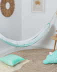 Blue Lagoon Hammock: Ultimate Comfort & Safety - Handmade, Cozy, and Stylish for Family Relaxation by Sówka at www.brixbailey.com