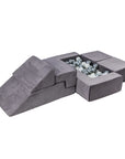 MeowBaby® Velvet Bricks Set - Multifunctional Playground for Children - Grey