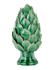 Handcrafted ceramic artichoke ornament in Mediterranean green with distressed detailing and lifelike sculpted leaves. by sostter at brixbailey.com