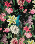 Peacock floral Velvet cylinder lampshade, in black, extra tall lampshade