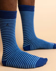 Sky Blue Narrow Striped Bamboo Socks