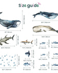 Sharks & Whales Decal Set - Sperm, Humpback, Blue, Hammerhead Shark + More - Watercolour Effect Stickers - Ocean Theme
