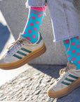 Blue and Pink Polka Dot Bamboo Socks