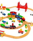 Wooden Train Set with 90 Pieces and Battery Powered Engine