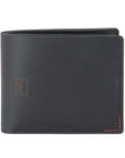 Black Leather Billfold Wallet with Coin Pouch