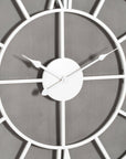 Williston Grey Wall Clock with Roman numerals, silver-grey wood frame, 60cm diameter, silent quartz movement (124 chars) by sostter at brixbailey.com
