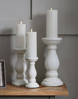 Minimalist white ceramic candle holder with clean lines and smooth matte finish for modern decor. by RoomLondon at brixbailey.com