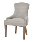 Oatmeal Twill Dining Chair with Curved Back and Oak Legs