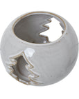 White Ceramic Tealight Holder with Tree Design