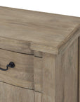 French-inspired bleached wood sideboard with black iron handles, modern storage for dining rooms by Sostter at brixbailey.com