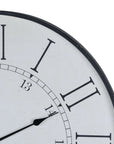 Large white wooden station clock with Roman numerals and embossed detailing, 80cm diameter by Sostter at brixbailey.com