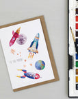 Rockets Outer Space Birthday card
