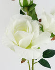 Pack of 6 x Artificial Flowers White Rose Stem - 3 flowers 80cm-2