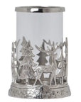 Vintage Silver Stag Hurricane Lantern | Rustic Outdoor Decor