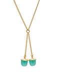 Acorn Gemstone Drop Necklace Aqua Chalcedony