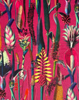 Botanical Cerise pink velvet cylinder lampshade, extra tall lampshade