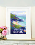 Gara Rock Devon Beach Travel Poster