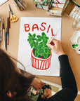 Basil Herb print from an original painting, choice of sizes, available framed and unframed