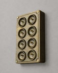 8 Gang 2 Way Antique Brass Cast Metal Toggle Light Switch