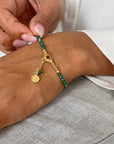 Milos Gemstone and Gold Bead Bracelet Malachite