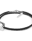 Midnight Black GUSTATORY Coffee Bag Silver and Braided Leather Bracelet