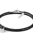 Midnight Black GUSTATORY Coffee Mug Silver and Braided Leather Bracelet