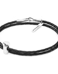 Midnight Black GUSTATORY Coffee Takeout Cup Silver and Braided Leather Bracelet