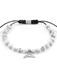 White Howlite Think Ocean Mini Whale Silver and Stone Macrame Bracelet