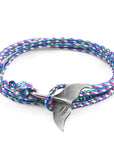 Multicoloured Think Ocean Big Whale Silver and Rope Bracelet