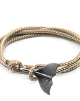 Sand Brown Think Ocean Big Whale Silver and Rope Bracelet