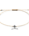 Sand Brown Think Ocean Mini Whale Silver and Rope Macrame Bracelet