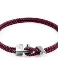 Aubergine Purple Brixham Silver and Rope Bracelet