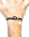 Mocha Brown Brixham Silver and Round Leather Bracelet