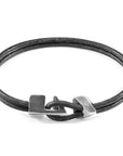 Shadow Grey Brixham Silver and Round Leather Bracelet