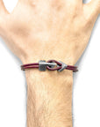 Bordeaux Red Brixham Silver and Round Leather Bracelet