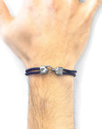 Navy Blue Cromer Silver and Rope Bracelet