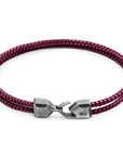 Aubergine Purple Cromer Silver and Rope Bracelet