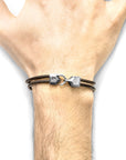 Mocha Brown Cromer Silver and Round Leather Bracelet