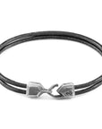 Shadow Grey Cromer Silver and Round Leather Bracelet