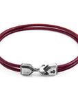 Bordeaux Red Cromer Silver and Round Leather Bracelet